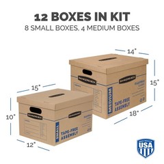 Bankers Box Classic Moving 12 Pack Kit, Reinforced 12 Pack, Brown