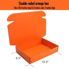 Orange Shipping Box L10.5xW6.3xH2 inch Hard Corrugated Cardboard Gift Wrap