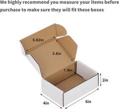 25 Pack 6x4x2 White Corrugated Shipping Mailer Packing Box Boxes 6″ x 4″ x 2″