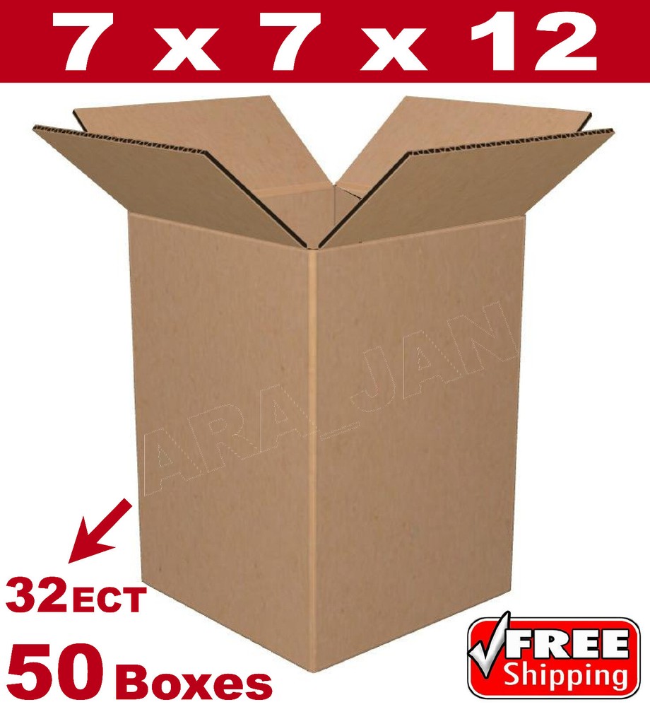 50- 7x7x12 Cardboard Boxes Mailing Packing Shipping Box 32ECT Corrugated Carton