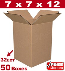 50- 7x7x12 Cardboard Boxes Mailing Packing Shipping Box 32ECT Corrugated Carton
