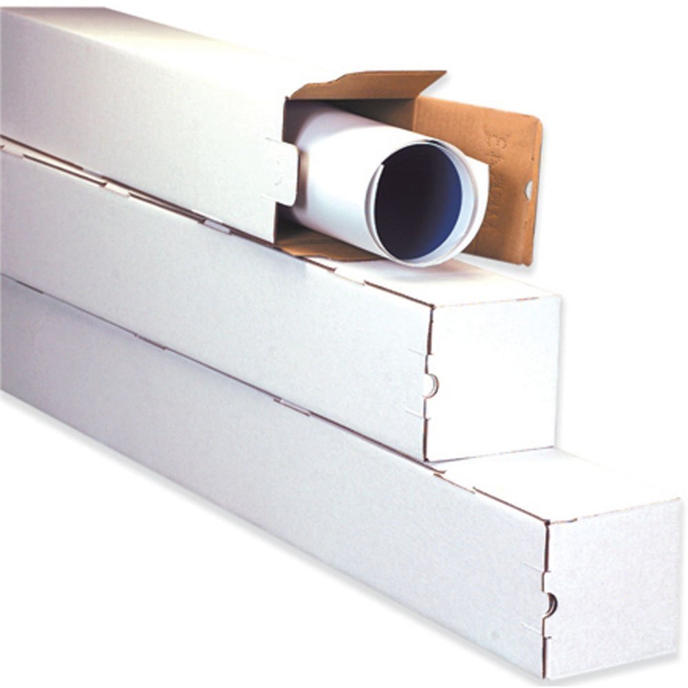 3x3x18 White Box Corrugated Square Mailing Tube Shipping Storage 25 Tubes