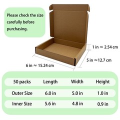 6x5x1 inch Small Shipping Boxes 50 Pack, Brown Kraft Corrugated Cardboard Mai…
