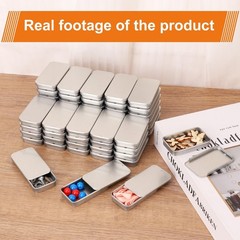 Biugaaufai 60 Pack Silver Mini Rectangular Metal Tins Boxes with Sliding lids…