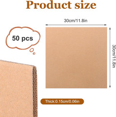 50 Corrugated Cardboard Sheets，12×12 Inches Flat Card Board Inserts LP record Co