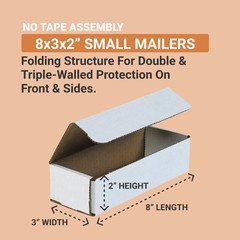 Mailer Boxes Small 8″L x 3″W x 2″H 50-Pack – Corrugated Cardboard Box for Shi…