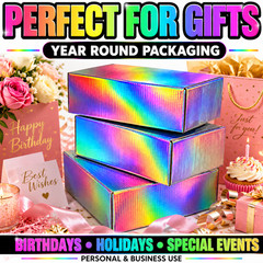 8x6x4 Holographic Shipping Boxes Gift Mailer Packaging 32 ECT Boutique