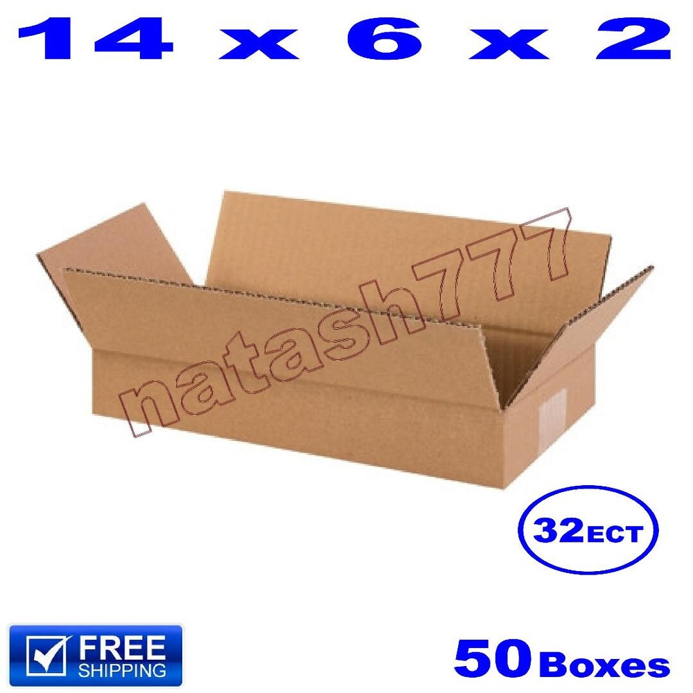 50 – 14x6x2 Cardboard Boxes 32-ECT Mailing Packing Shipping Corrugated Carton