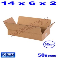 50 – 14x6x2 Cardboard Boxes 32-ECT Mailing Packing Shipping Corrugated Carton