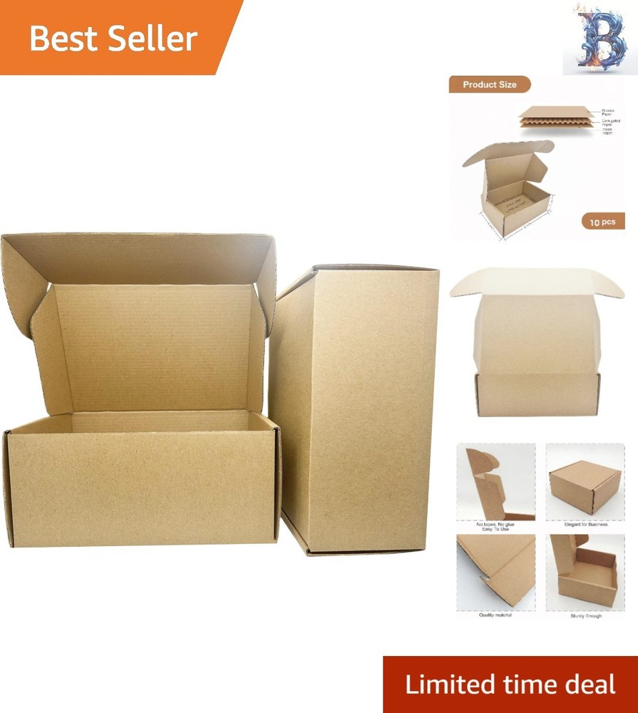 Set of 10 Eco-Friendly Cardboard Shipping Boxes 6x4x3 Inches – Durable & Strong