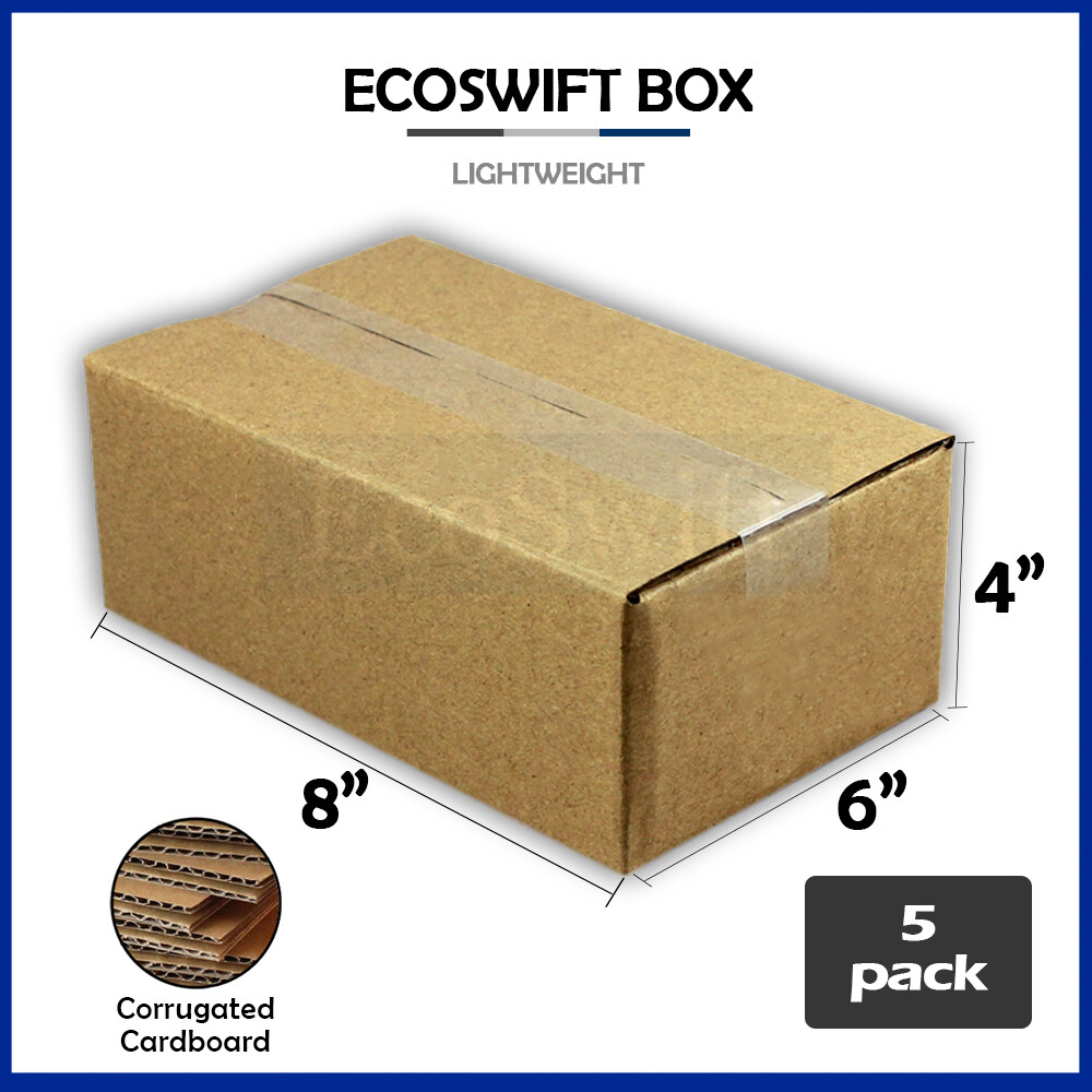 5 8x6x4 EcoSwift Cardboard Packing Moving Shipping Boxes Corrugated Box Cartons