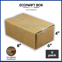 5 8x6x4 EcoSwift Cardboard Packing Moving Shipping Boxes Corrugated Box Cartons