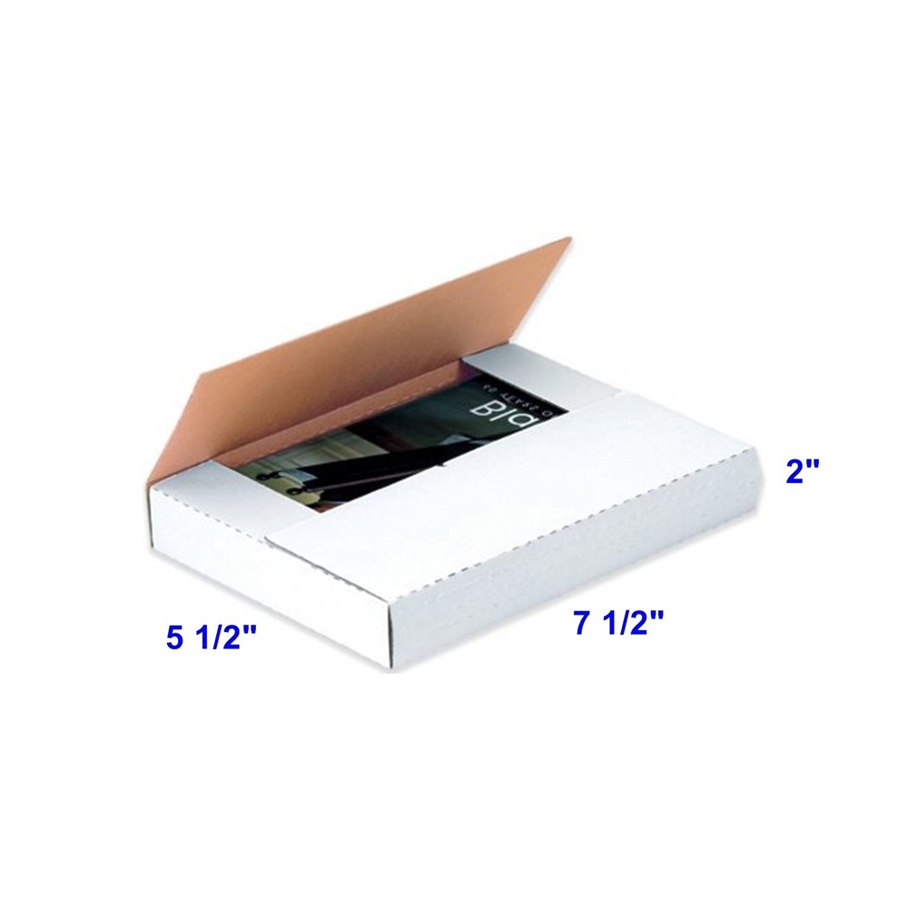 50 Pack 7 1/2 x 5 1/2 x 2″ Multi Depth Cardboard Book Mailer Shipping Box Boxes