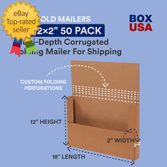 Flat Mailer Shipping Boxes 18″L X 12″W X 2″H Large 50-Pac Corrugated Cardboard