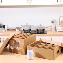 4 Pack Wine Glass Mug Moving Boxes with Divider Kits Included 20 x 15 x 12 In…