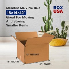 Flat Shipping 10-Pack Medium Moving Boxes – 18″L x 14″W x 12″H for Easy Assembly