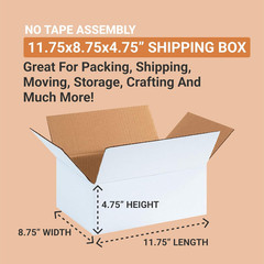 White Shipping Boxes 11.75″L X 8.75″W X 4.75″H (25 Pack) Small Medium Mailing Bo
