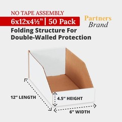 Partners Brand Corrugated Cardboard Boxes, 6L x 12W x 4.5H, Pack of 50| Shipping