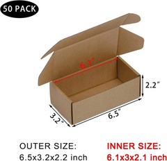 50 Pack 6.5×3.2×2.2 Inches Small Shipping Boxes, Brown free shipping
