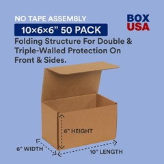 Moving Boxes 10″l X 6″w X 6″h Long 50pack | Corrugated Cardboard Box For Packing