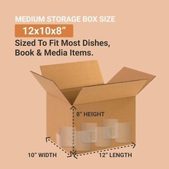 12 x 10 x 8 Shipping Boxes Moving Boxes Corrugated Kraft 25/Bundle 25/Pack