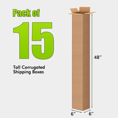 6X6X48 Inch Tall Corrugated Cardboard Boxes 15 Pack, 6″L X 6″W X 48″H Golf Club