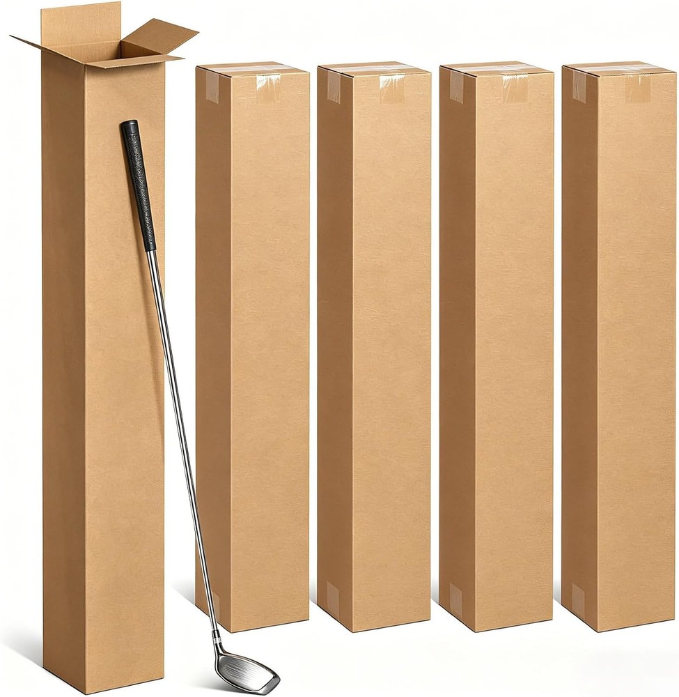 Pack Golf Club Shipping Boxes, 48x4x4 Inch Tall Corrugated Cardboard Golf Club B