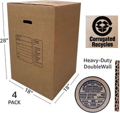 Uboxes 4 Kitchen Moving Boxes Double Wall 18x18x28″ boxes BOXBUNDKIT04