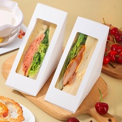 50 Pcs Sandwich Packaging Take Out Boxes Containers with Window 4.7×4.7×2.6 I…