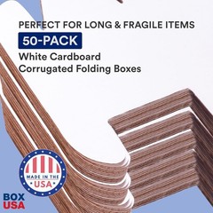 BOX USA BM1222 Corrugated Mailers, 12″ x 2″ x 2″, White (Pack 50) Oyster