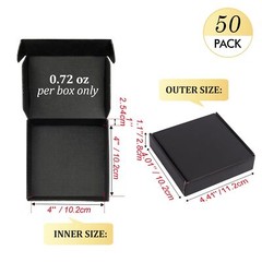 50 Pack 4x4x1 in Black Small Shipping Boxes Corrugated Cardboard Mailers