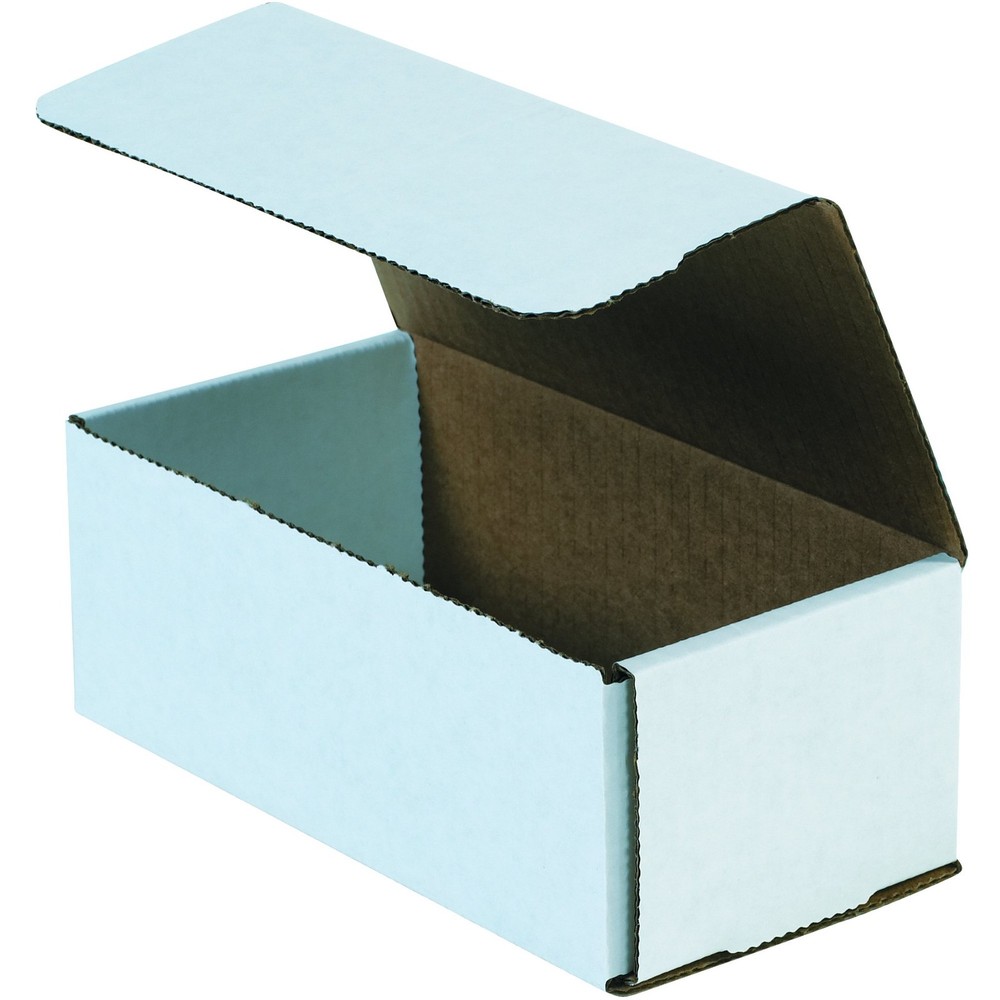 Aviditi White Corrugated Cardboard Mailing Boxes, 10 x 4 7/8 x 3 3/4 Inches, Pac
