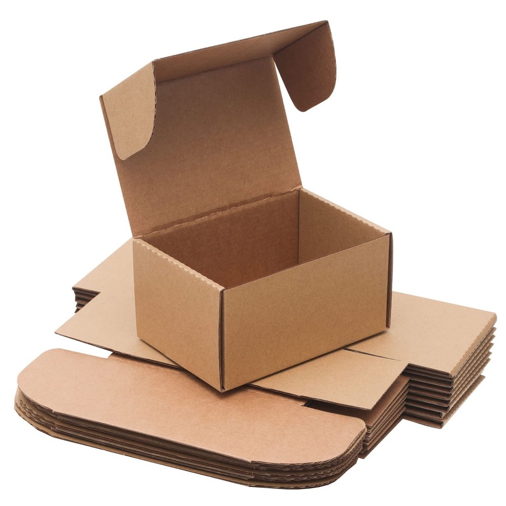 10 Pack 6x4x3 Cardboard Boxes, Corrugated Shipping, Gift Packing, Crafts, Brown