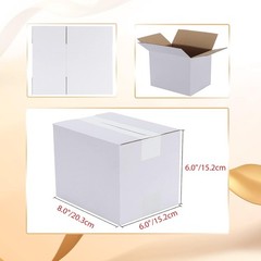 8x6x6 Shipping Boxes Set of 40, White Corrugated Cardboard Box for Mailing Pa…