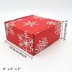 Green Recyclable Cardboard Small Gift Mailer Boxes 4 x 4 x 2 Inch Red and White