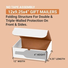 Small Shipping Boxes 12x9x4″ 50-Ct Oyster White Corrugated Heavy Duty