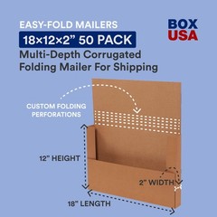 BOX USA Flat Mailer Shipping Boxes 18L x 12W x 2H Large 50-Pack | Corrugated Car