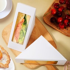 50 Pcs Sandwich Packaging Take Out Boxes Containers with Window 4.7×4.7×2.6 I…