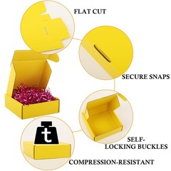 15 PCS Yellow 6x6x2 Inch Small Corrugated Cardboard Shipping Mailing Box