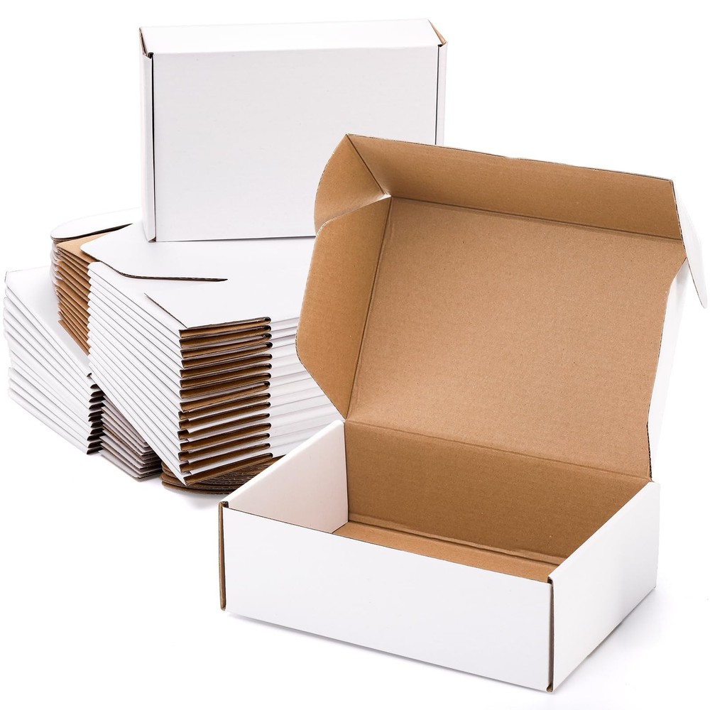 30 Pack Shipping Boxes for Small Business, 9 x 6 x 3 Inches White Small Cardb…