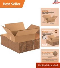 Strong Corrugated Cardboard Boxes – Heavy Duty – 12x10x3, 25 Pack Bundle