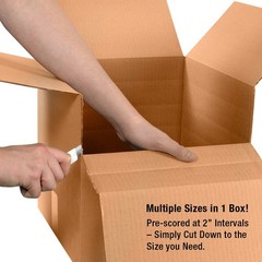 BFMD121218 Multi-Depth Cardboard Shipping Boxes, 12″ x 12″ x 18″, Pre-Scored,…
