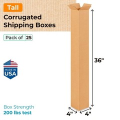 Tall Moving & Shipping Boxes 4″L x 4″W x 36″H (25-Pack) – Extra Strength 200 …