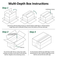 BFMD121218 Multi-Depth Cardboard Shipping Boxes, 12″ x 12″ x 18″, Pre-Scored,…