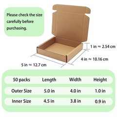 ​​​5x4x1 inch Small Boxes 50 Pack, Brown Kraft Corrugated Cardboard Mailer Bo…