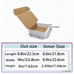 9x9x3 Inches White Shipping Boxes Set of 25，Cardboard Boxes Recyclable Corrug…