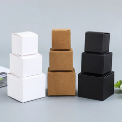 20/50Pcs Kraft Paper Packaging Box Black/White/Kraft Paper Square Candy Box Wed