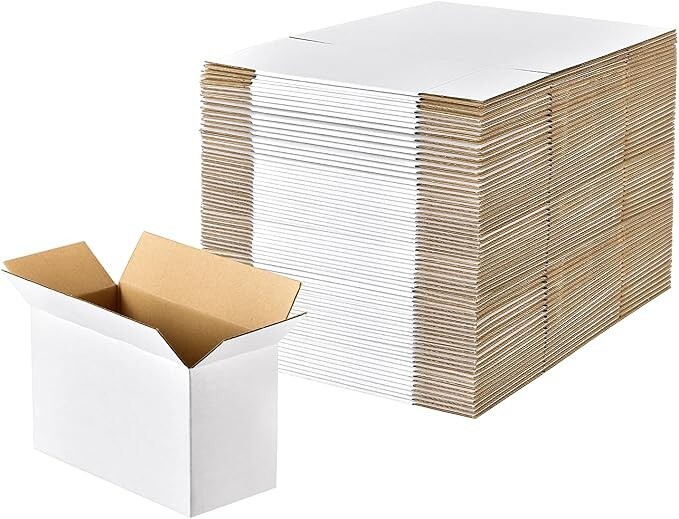 6X4X3 Inches Shipping Boxes Set of 28, White Corrugated Cardboard Box Literature