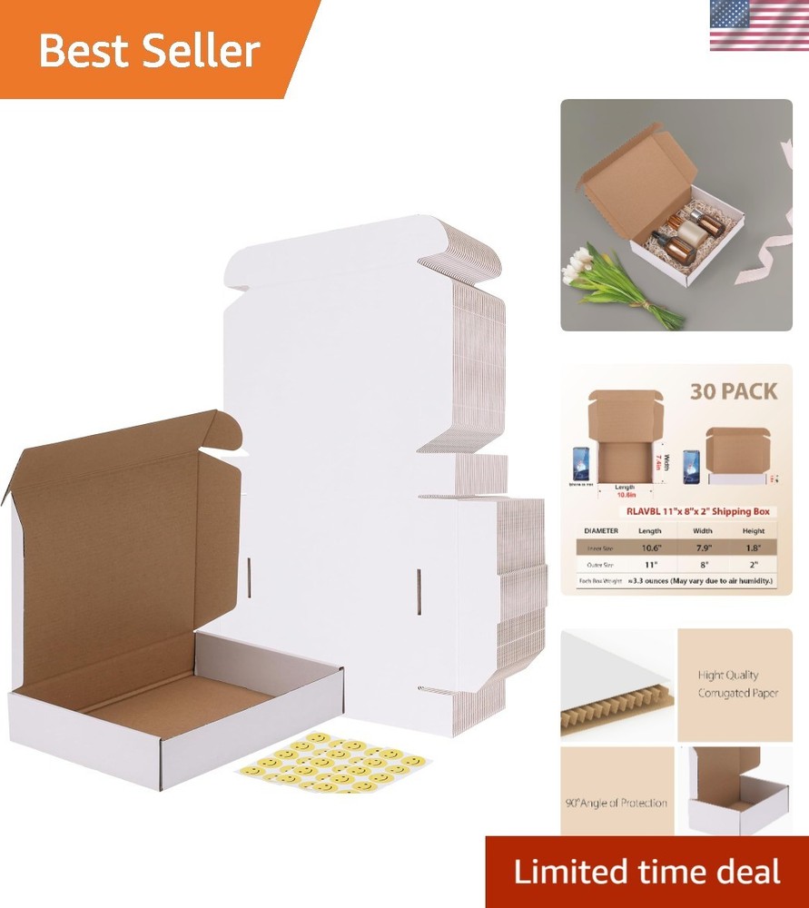 Brand New Shipping Boxes Set of 30, White Corrugated Cardboard Mailer for Sma…