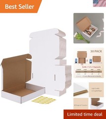 Brand New Shipping Boxes Set of 30, White Corrugated Cardboard Mailer for Sma…